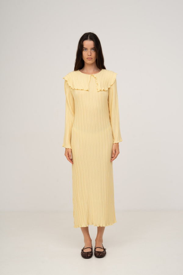 Carmensays Beurre Long Pleated Dress - Yellow