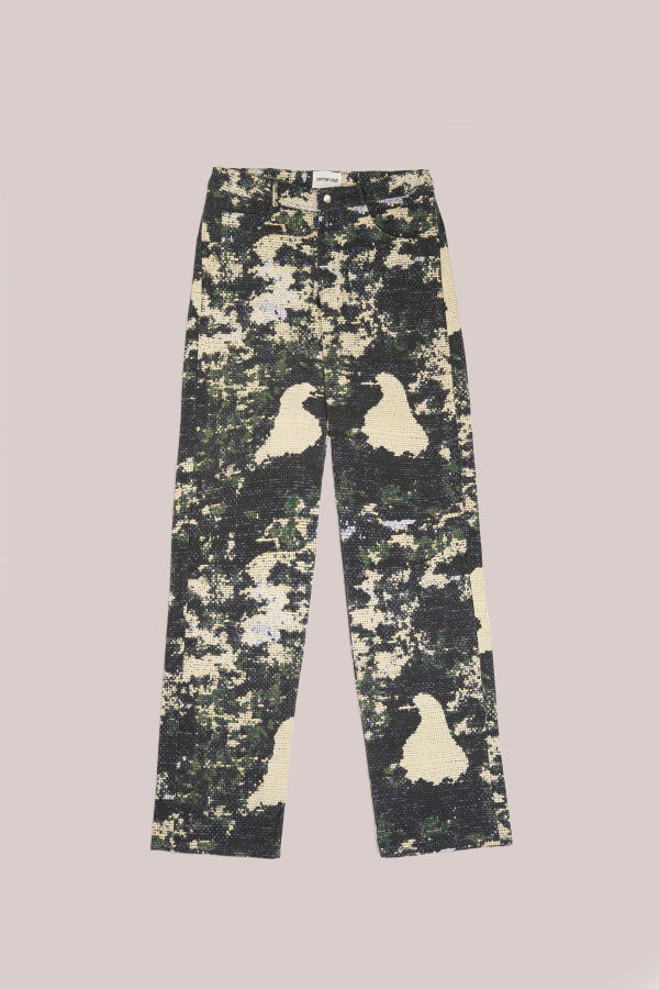 CARMEN SAYS Carolina Bird Print Jeans - Yellow/Blue