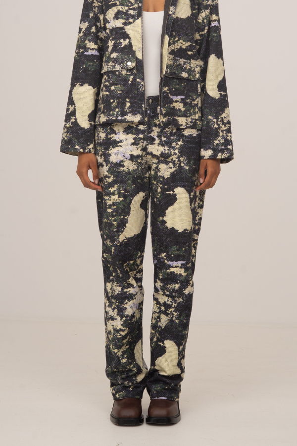 CARMEN SAYS Carolina Bird Print Jeans - Yellow/Blue