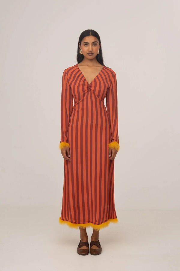 Carmensays Colombina Striped Long Occasion Dress