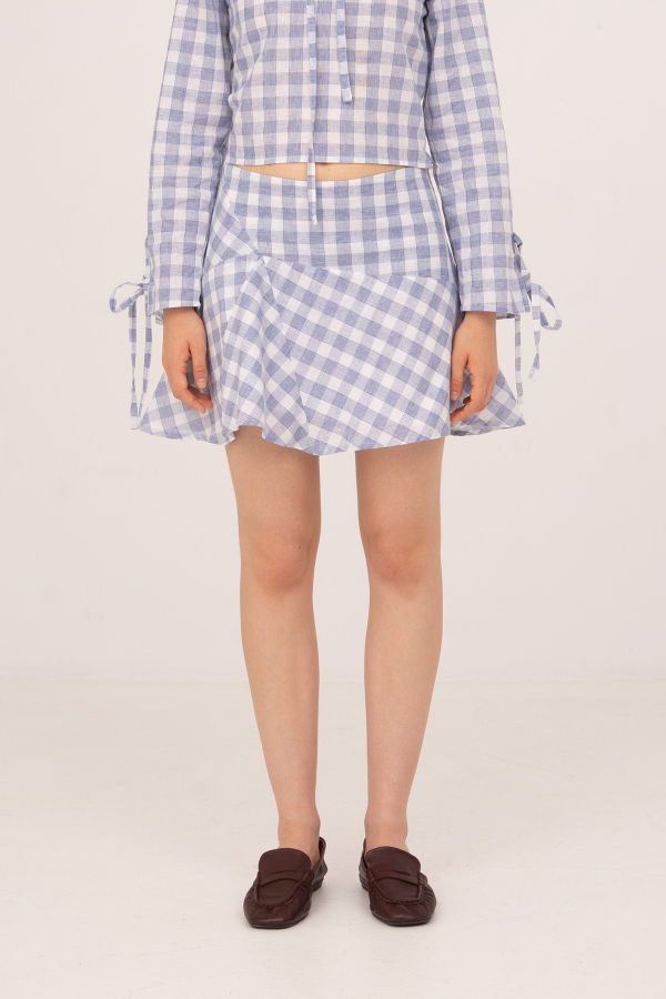 Carmensays Commute Mini Skirt - Blue Plaid