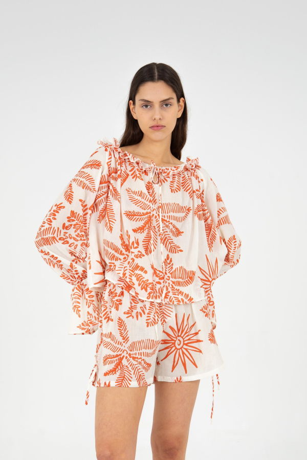 Carmensays Cyrus Palm-Printed Top