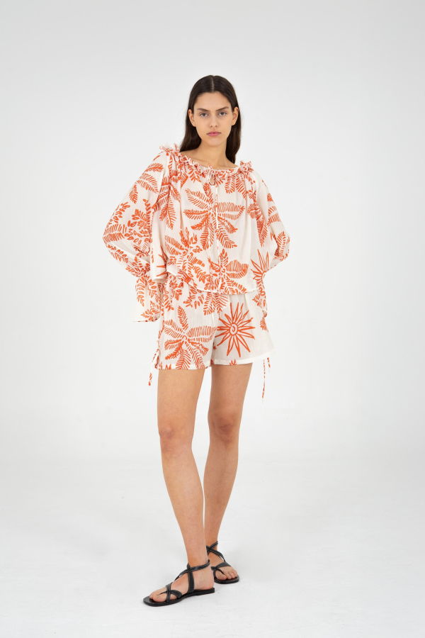 Carmensays Cyrus Palm-Printed Top