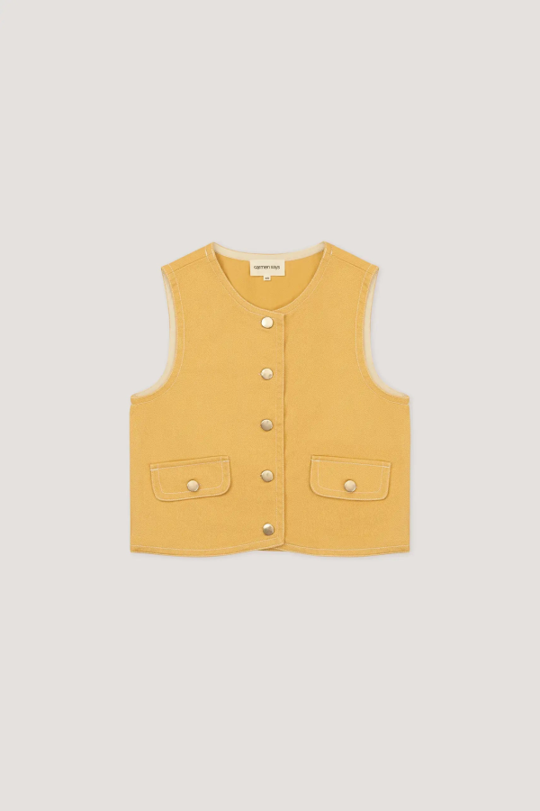 Carmensays Desk Denim Vest - Pale Yellow
