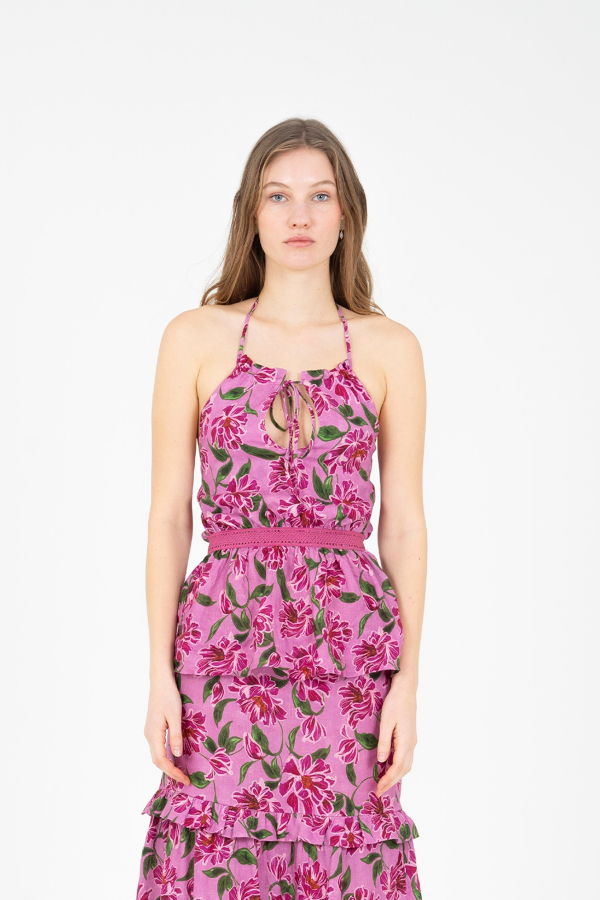 Carmensays Dualia Floral Print Top - Lilac