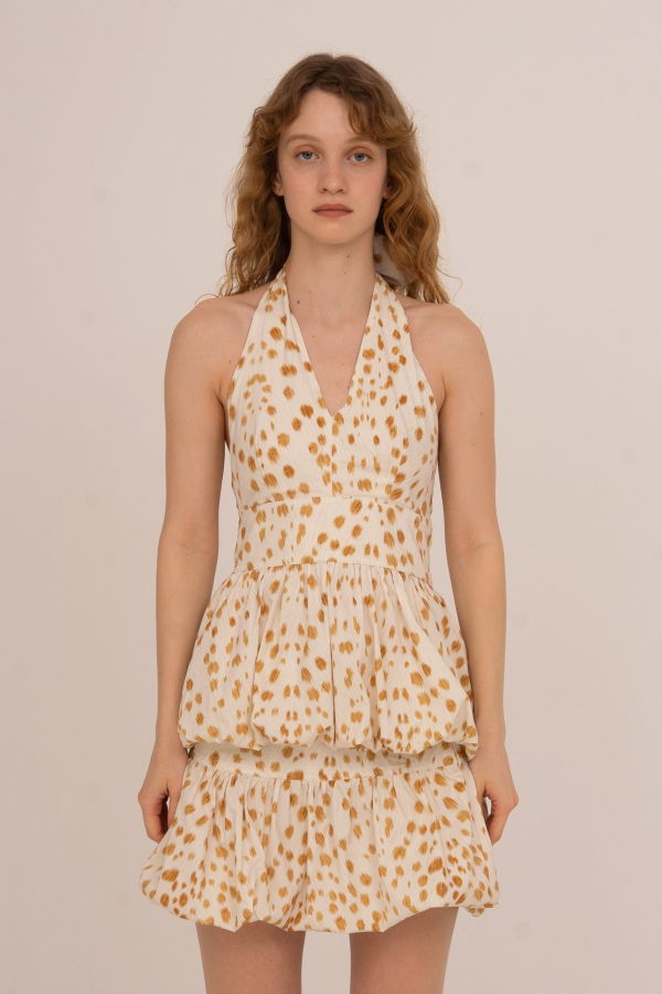 Carmensays Fawn Deer Print Balloon Halter Top