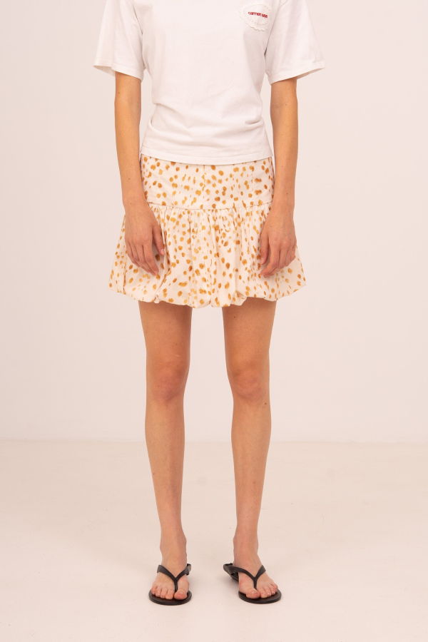 Carmensays Fawn Deer Print Balloon Mini Skirt - White/Beige