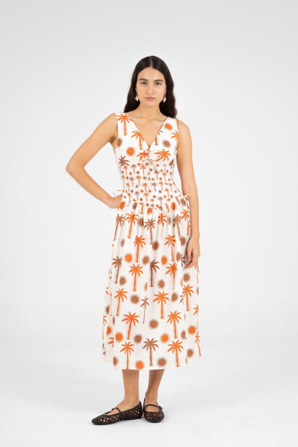 Carmensays Leora Palm-Printed Dress
