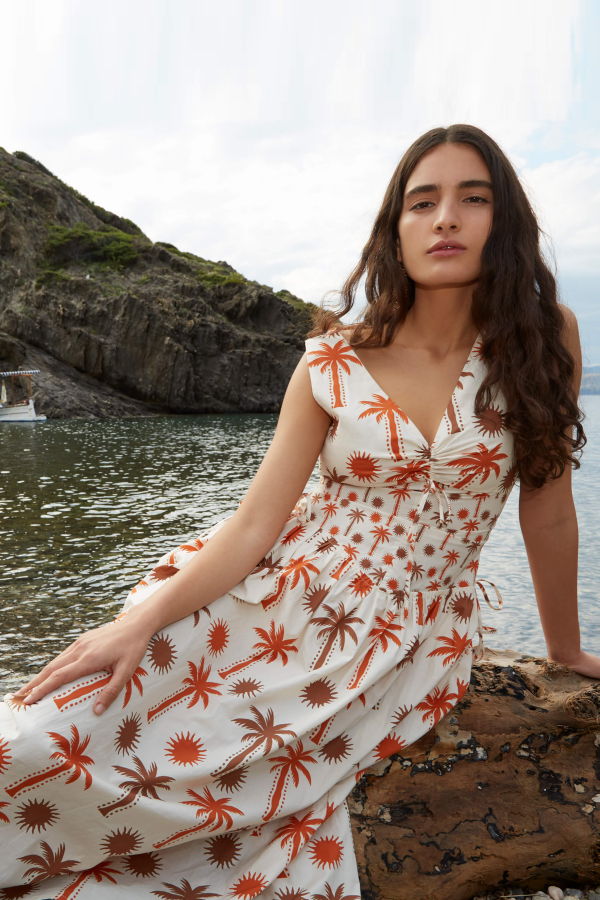 Carmensays Leora Palm-Printed Dress