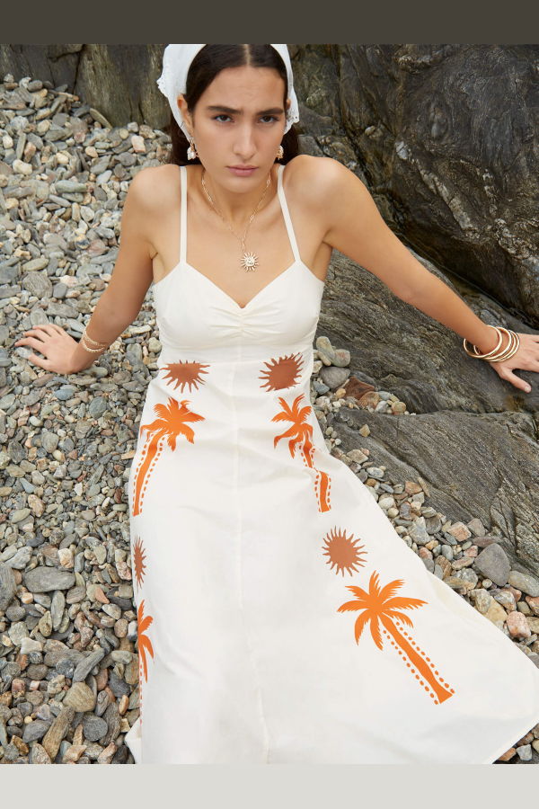 Carmen Says Lux Palm-Printed Dress