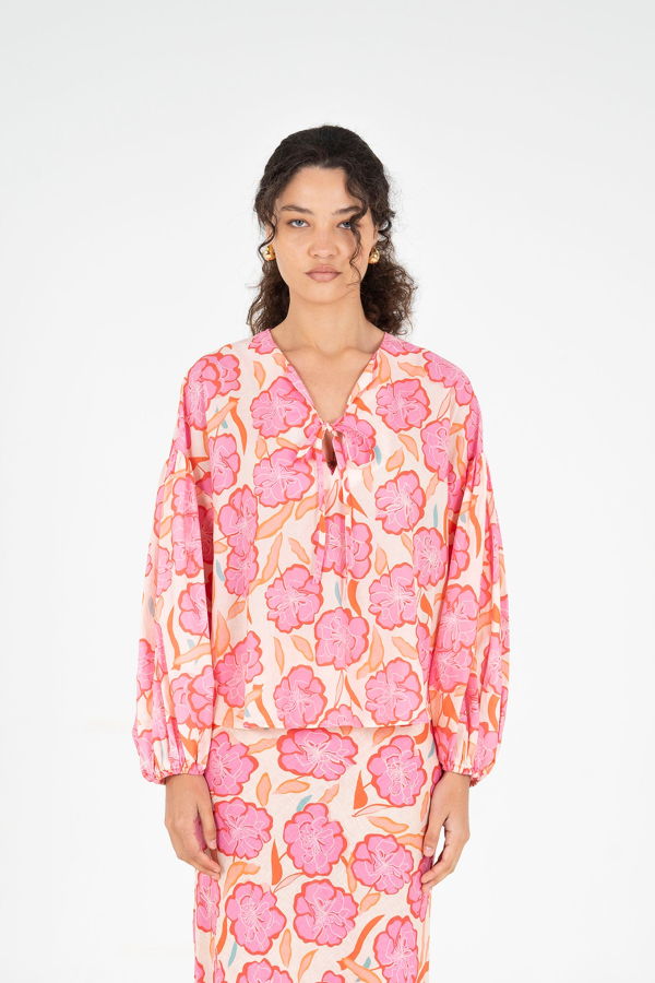 Carmensays Marigold Floral Print Blouse