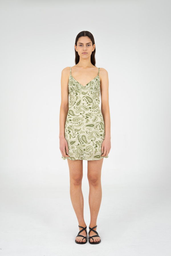 Carmensays Master Mini Dress - Green Paisley-Style Print