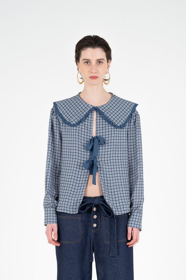 Carmensays Mystic Tartan Print Blouse