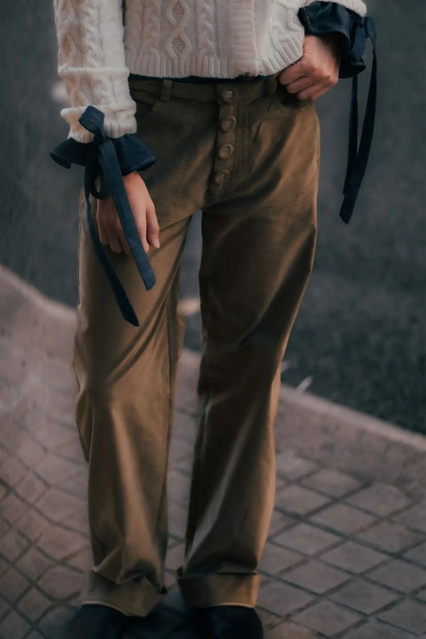 Carmensays Pace Velvet Pants - Khaki