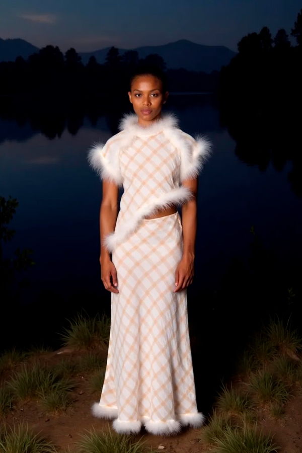 Carmensays Plaid Balance Feather Skirt