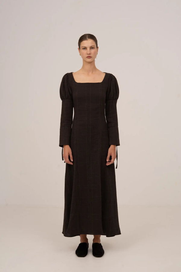 Carmensays Rush Plaid Maxi Dress - Brown