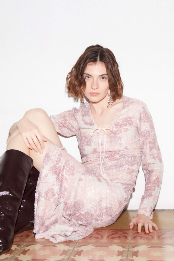 Carmensays Star Printed Sequin Dress