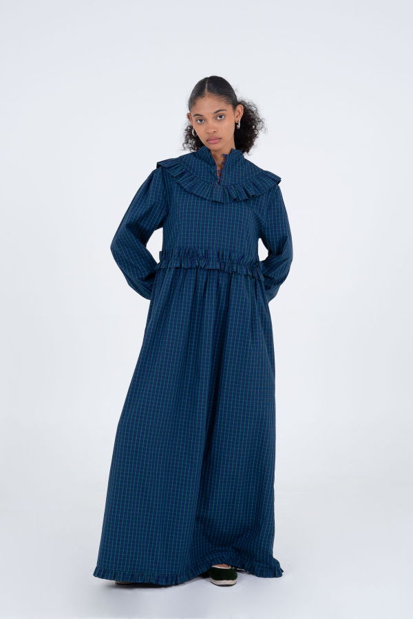 Carmensays Tartan Pattern Maxi Dress