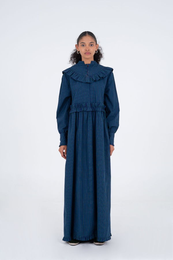 Carmensays Tartan Pattern Maxi Dress