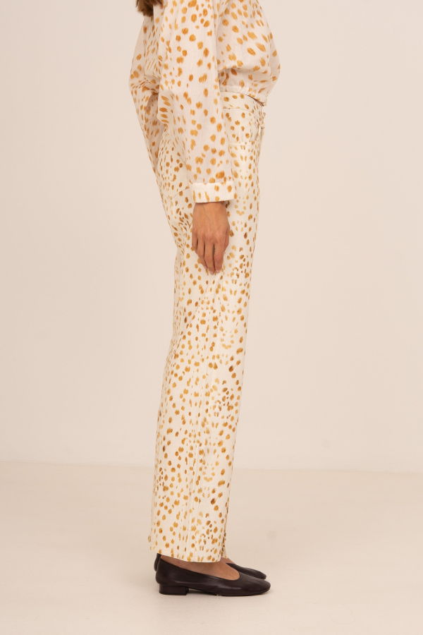 Carmensays White Deer Print Denim Jeans