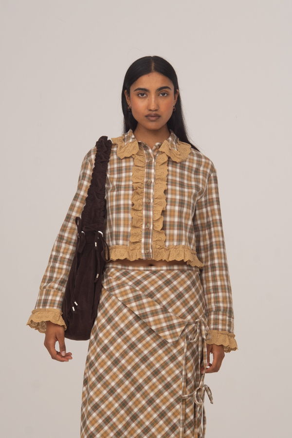 Carmensays Willow Plaid Crop Shirt