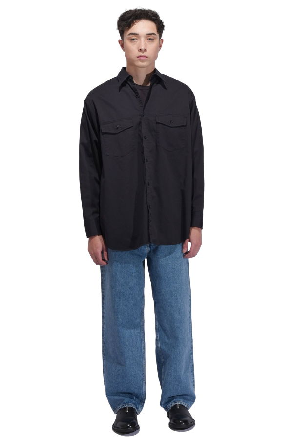 Y Organic Cotton High Density Satin Shirt - Navy