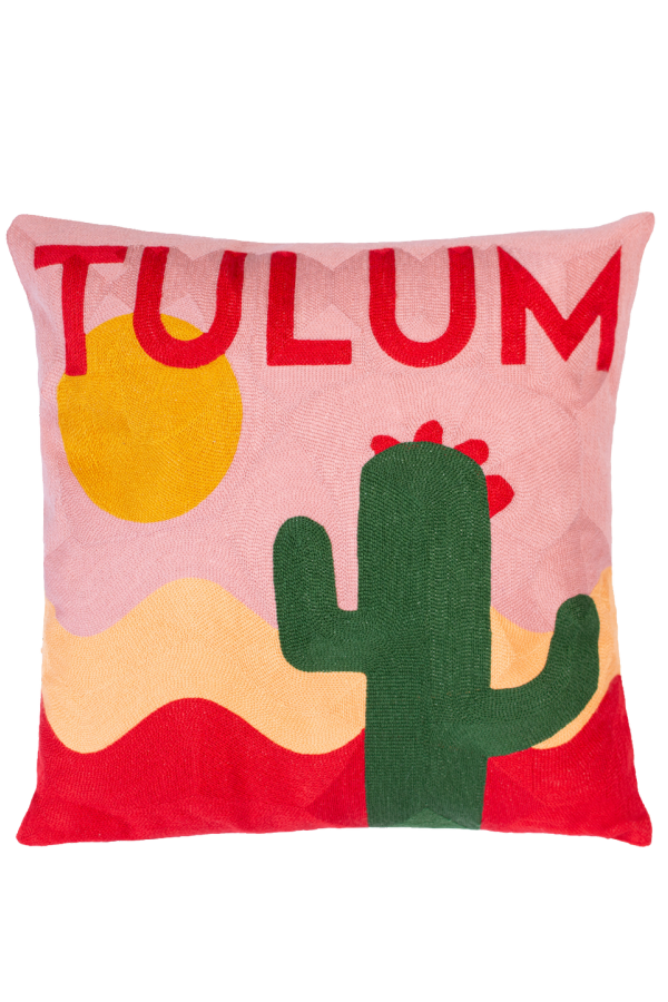 The Pillow Drop Tulum Needlepoint Cushion
