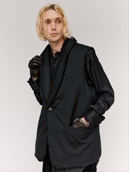 Engineered Garments LL Flight Satin Nylon Vest - Black | Garmentory