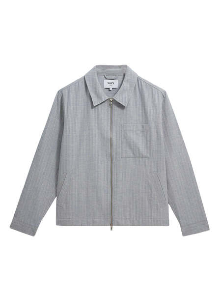 Auralee Finx Polyester Stripe Hooded Zip P/O - Blue | Garmentory