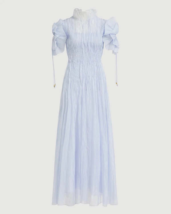 aje blue dress Women's Twyla Mini Fit and flare silhouette Back zip fastening 100% polyester Dry clean Hire Fallingwater Braided Smock Dress
