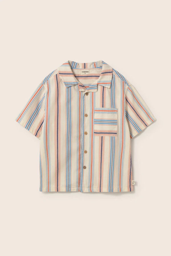KIDS Cozmo Iro Striped Cotton Button Up Shirt