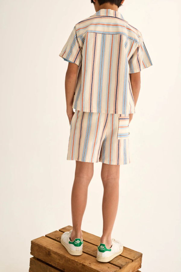 KIDS Cozmo Iro Striped Cotton Button Up Shirt