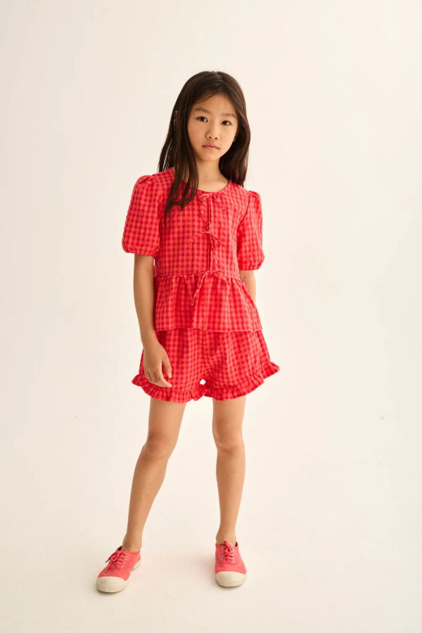 KIDS Cozmo Jud Gingham Cotton Shorts