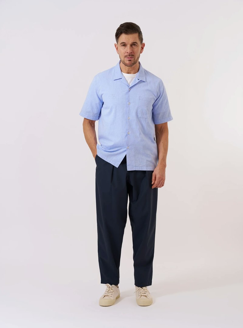 Universal Works Sido Linen Road Shirt - Sky Blue