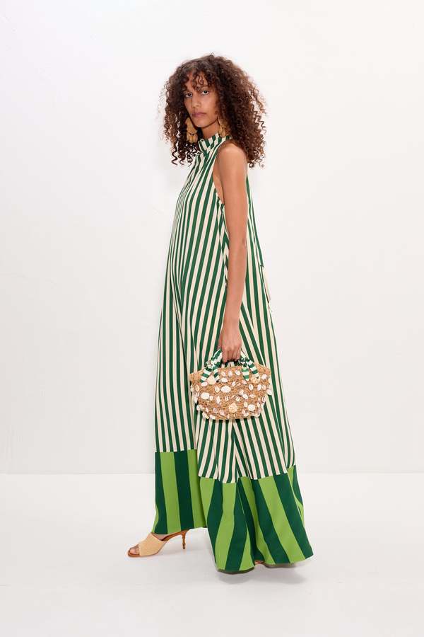 simon miller green stripe dress Simon Miller Carob Printed Linen Mini Dress