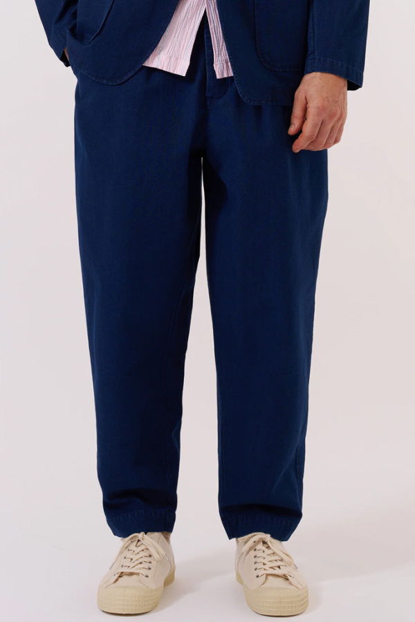 Universal Works Pleated Track Pant Trousers - Indigo