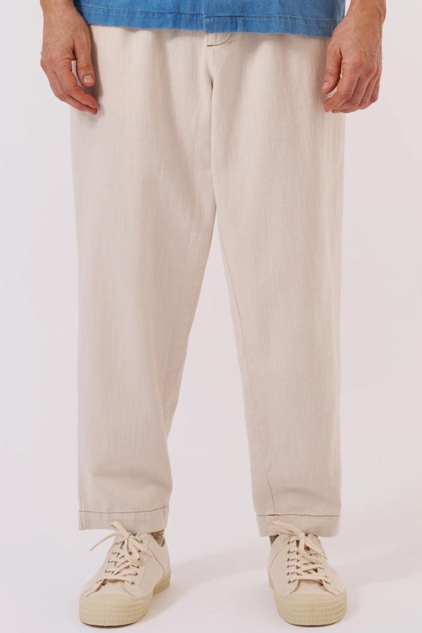 Universal Works Pleated Track Pant in Koko Cotlin Ecru