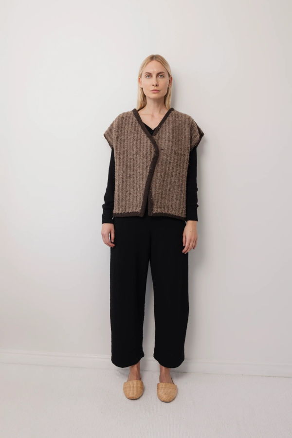Wol Hide Knit / Weave Vest - Loam