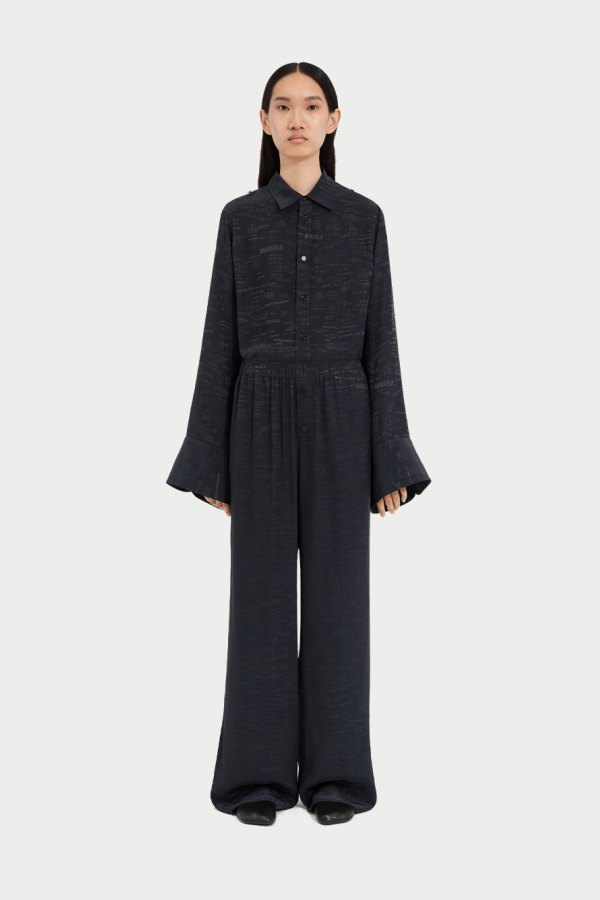 MM6 Maison Margiela Buttoned Patterned Straight Trousers - Anthracite