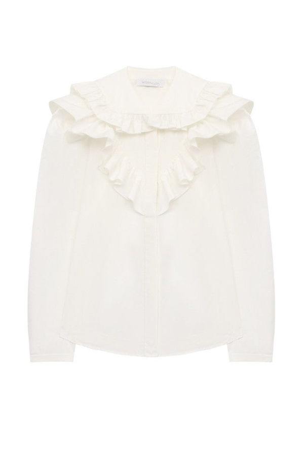 KIDS Monnalisa Ruffle Long Sleeve Blouse - White