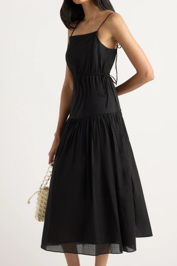 Modern Citizen Dalia Tie-Waist Tiered Organic Cotton Dress