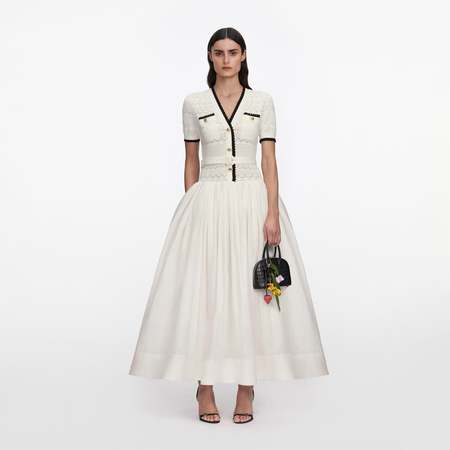 self portrait cream linen midi dress Cream Linen Midi Dress  self-portrait-US
