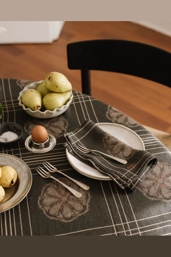 Autumn Sonata Eva Table Linens - Graphite & Beige