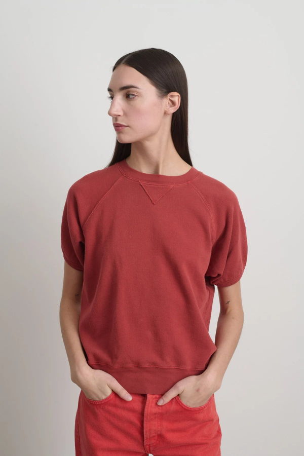 B Sides Short Sleeve Crew Sweatshirt - Faded Tomato