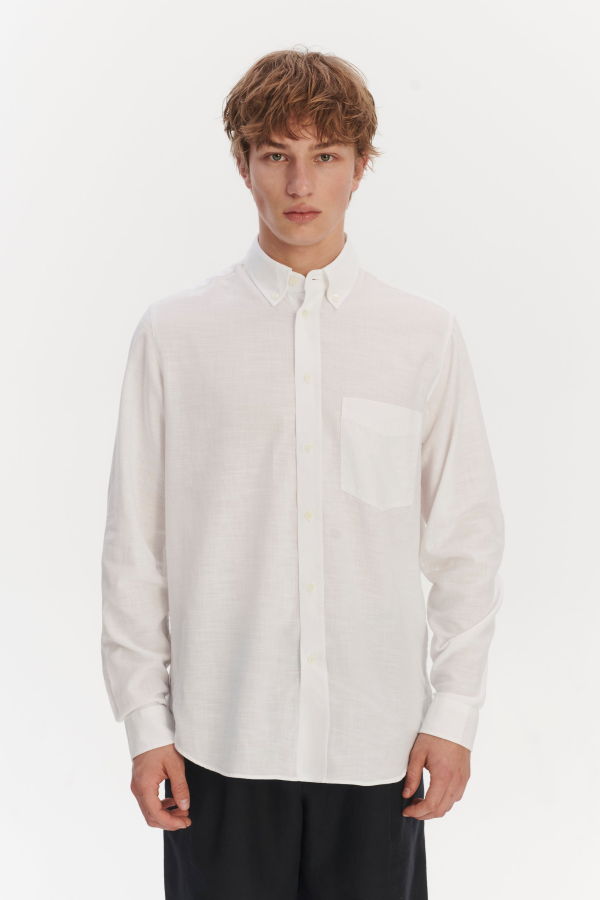 Delikatessen Button Down Shirt - Airy White Cotton