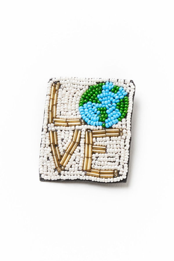 Matr Boomie Bala Mani Beaded Love Mother Earth Brooch Pin
