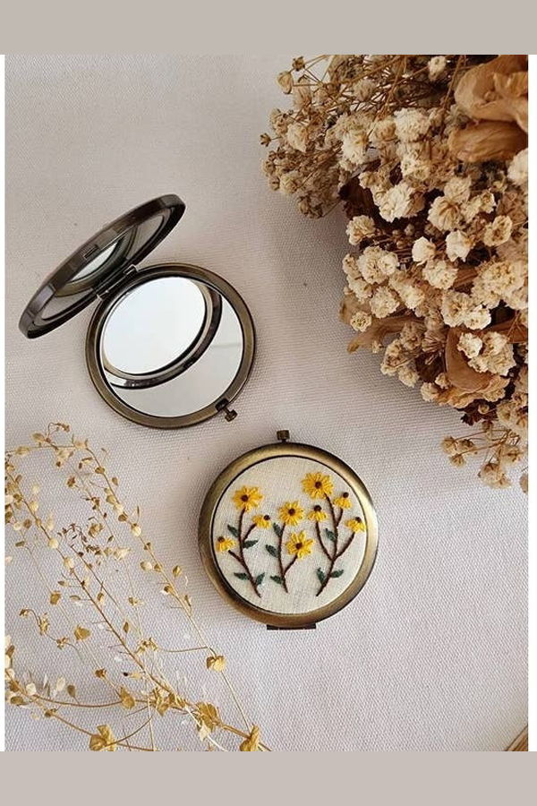 Quince Fables Hand Embroidered Mirror Compact