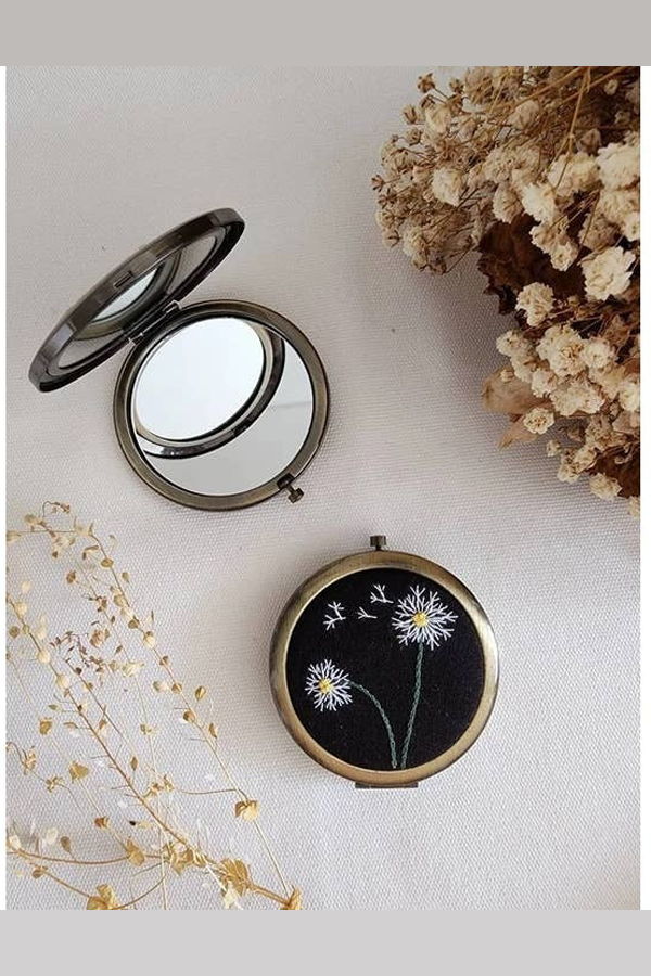 Quince Fables Hand Embroidered Mirror Compact