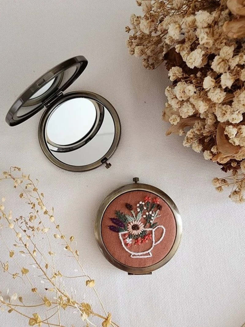 Quince Fables Hand Embroidered Mirror Compact