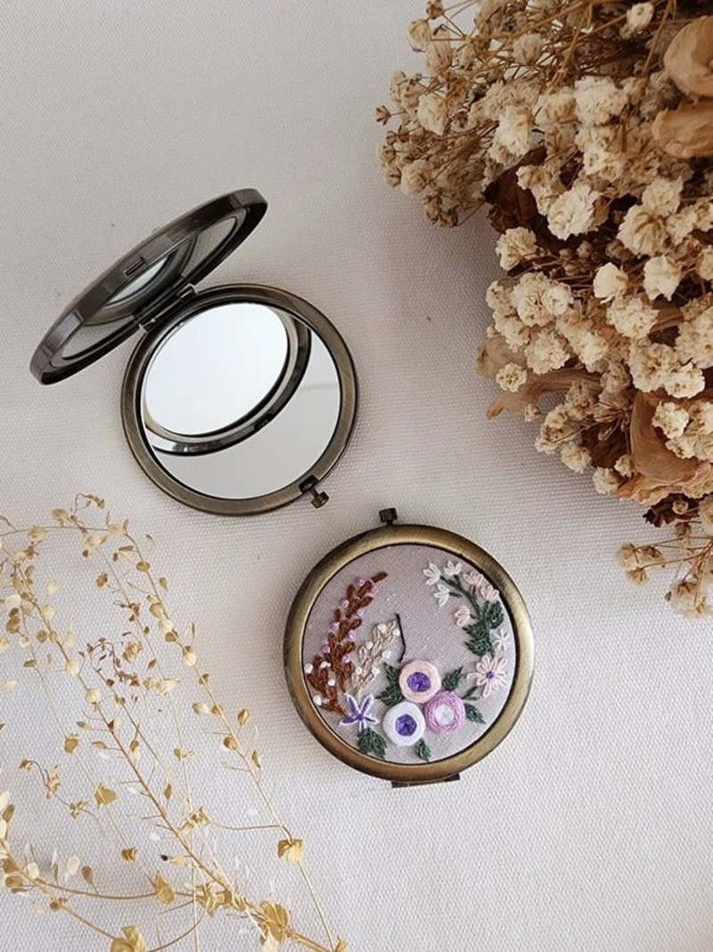 Quince Fables Hand Embroidered Mirror Compact